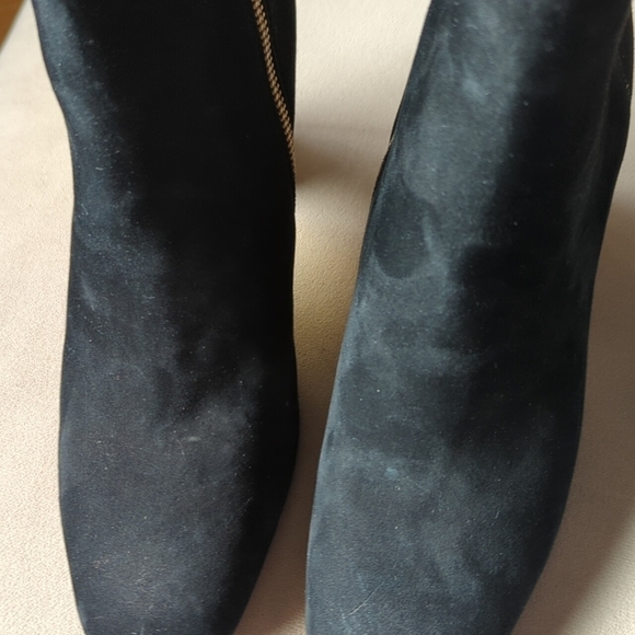 MICHAEL Michael Kors Leather Suede Black Dress Boot Gold Tone Heel Women's Sz 7 - Picture 11 of 12
